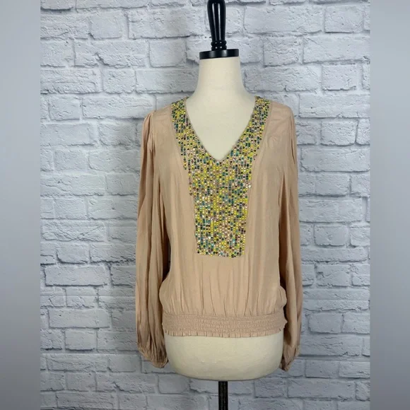 NWT Anthropologie Kristie Sequined Peasant Blouse size S - Picture 4 of 9